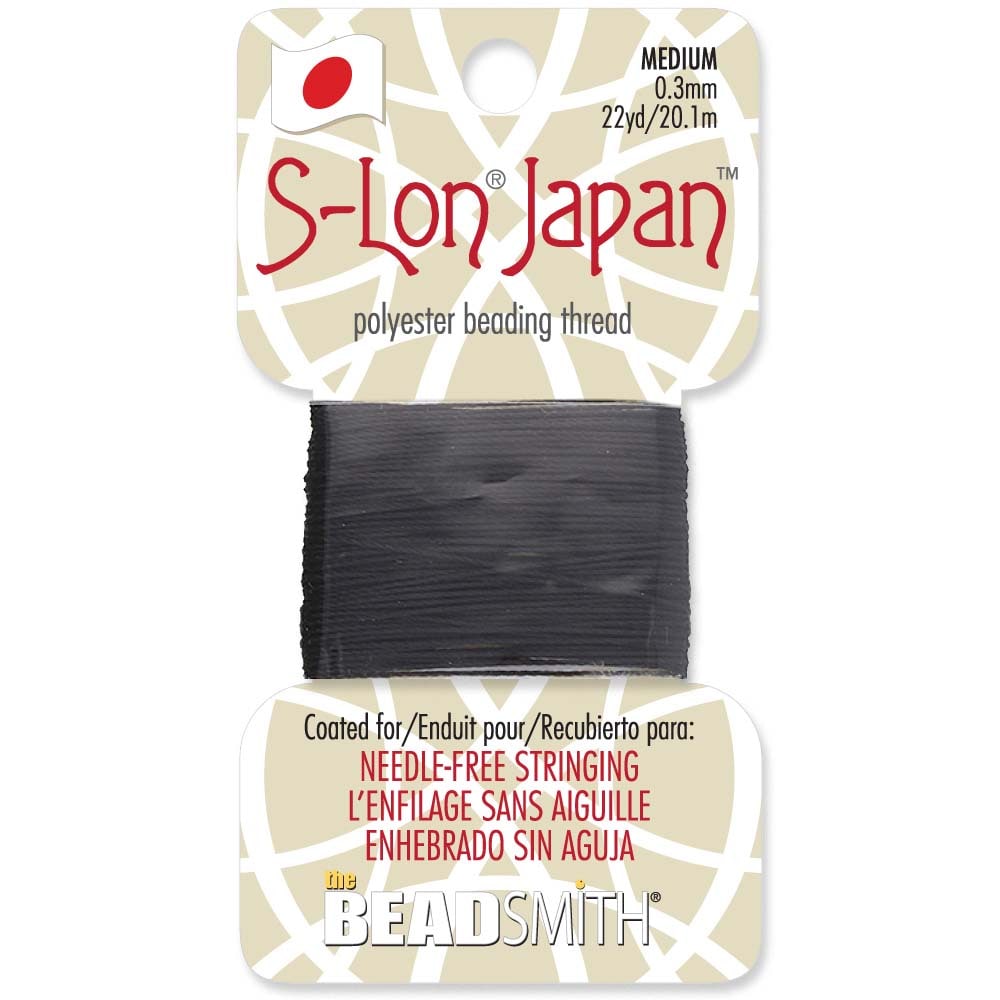 s-lon cord japan black 0.3mm 22 yard car -BeadSmith.com
